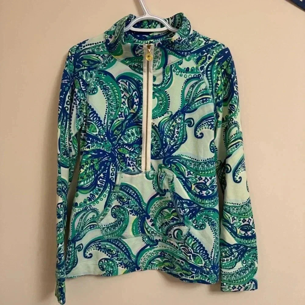 Lilly Pulitzer Skipper Popover Keep It Currant Half Zip Sweater - Women’s Small
